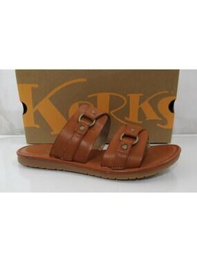 Women's Shoes Korks Sonata Two Straps Slide Sandals Comfort Tan Size 8